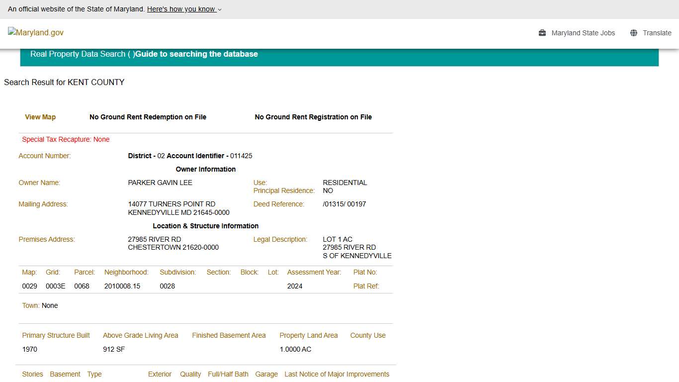 SDAT: Real Property Data Search